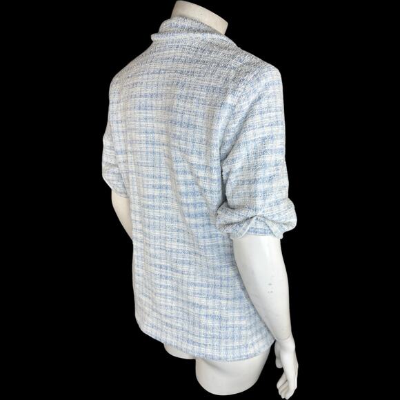 GRAVER Susan Graver Knit Tweed Short Sleeve Blazer Wind Blue Small Career - Picture 5 of 14
